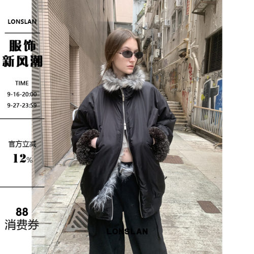 LONSLAN24WINTER 11/30 20:00NEW双面羊羔毛立领拉链机车外套