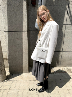 LONSLAN 2024夏季新款棉麻质感防晒西装外套背心裤子三件套