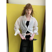 LONSLAN25SUMMER 透视后背系扣收腰防晒白衬衫