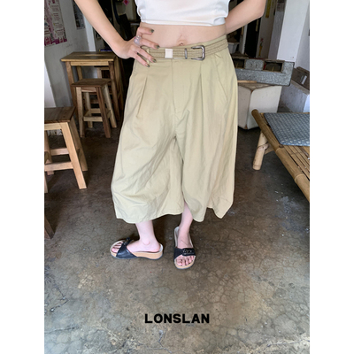 LONSLAN 2026SUMMER春夏新款  弧形设计七分休闲裤配腰带