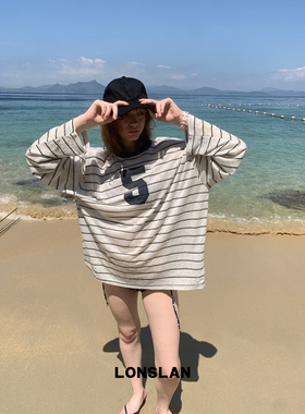 LONSLAN 25SUMMER 拼色条纹防晒长袖T