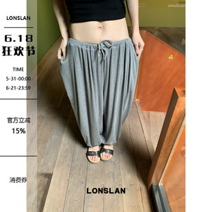 LONSLAN 2026SUMMER春夏新款 褶皱空气感收脚抽绳裤