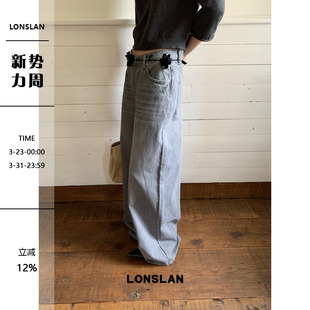 LONSLAN2025早秋新款 基础洗水阔腿牛仔裤