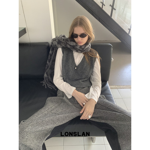 LONSLAN 24WINTER 11/10 20:00NEW假两件针织马甲+长袖T