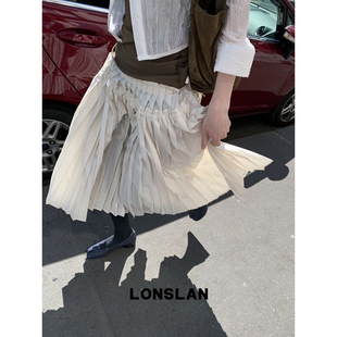 百褶风琴不规则腰头设计半裙 SUMMER LONSLAN 2025
