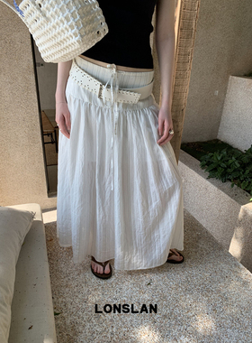 LONSLAN 25SUMMER 细条纹收腰大摆半裙