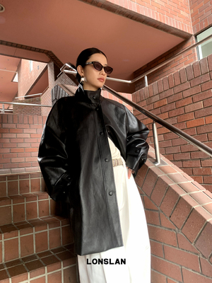 LONSLAN 2024AW NEW立领质感皮衣外套