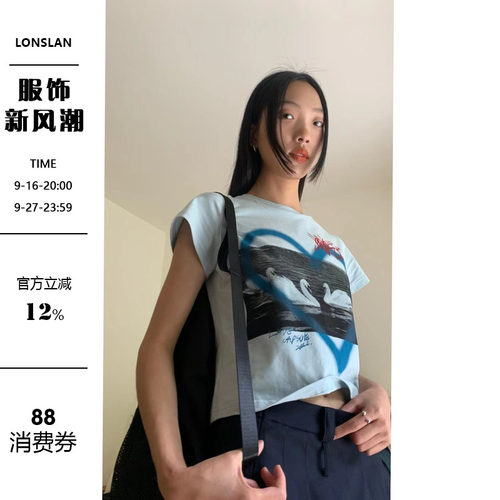 爱心天鹅短袖T韩版短款
