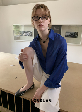 LOSLAN 25SS 简约休闲棉麻开襟防晒衬衫长袖纽扣上衣