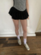 LONSLAN 裙裤 巨显大长腿 复古黑色低腰芭蕾风荷叶边短款