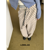 LONSLAN 羊羔毛爱心图案毛绒保暖抽卫裤 2025秋季 新款