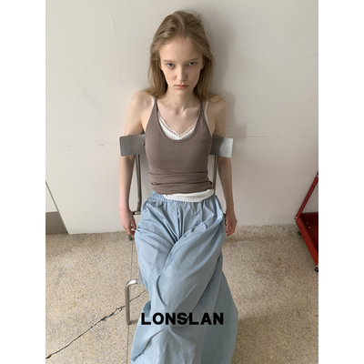 LONSLAN 2026春夏新品简约带胸垫显瘦背心吊带