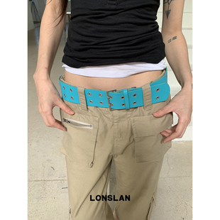 LONSLAN 做旧金属扣宽边腰带 25SUMMER