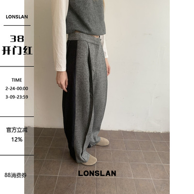 LONSLAN 24WINTER 11/10 20:00NEW 羊毛收脚拼色牛仔西装裤