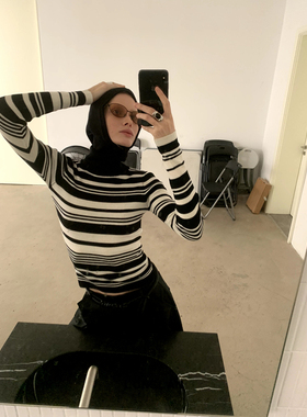 LONSLAN 2024秋季新款简约秋冬保暖两件套打底套头帽长袖针织打底