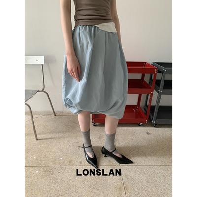 LONSLAN 2026春夏新品设计感重工花苞弹力半身裙