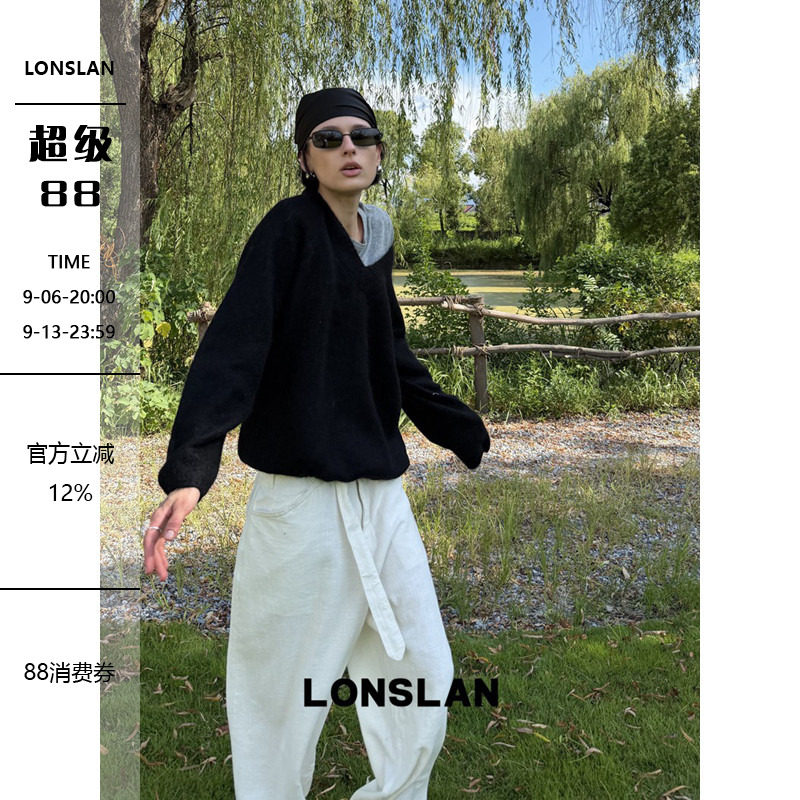 LONSLAN 2026AW 初秋V领兔毛毛衣图片