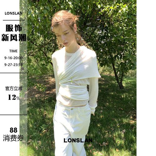 LONSLAN 2026AW 初秋圆领长袖针织长袖多穿围脖毛衣