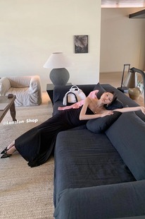 17NEW 气质女神裹胸收腰垂感黑色裹胸连衣裙 SUMMER LONSLAN