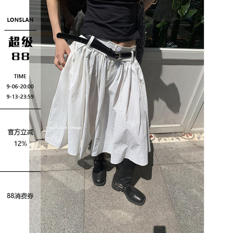 LOSLAN大摆伞百褶A字半身裙图片