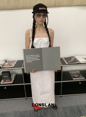 LONSLAN25SUMMER 简约干净细肩带直筒吊带叠穿连衣裙