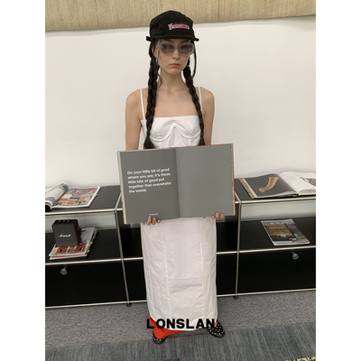 LONSLAN25SUMMER 简约干净细肩带直筒吊带叠穿连衣裙