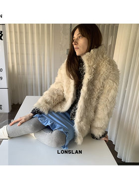 LONSLAN 24WINTER 12/9 20:00NEW立领乳白色托卡皮草毛毛外套