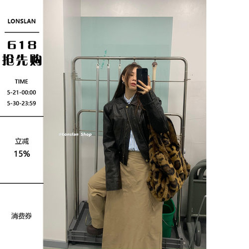 LONSLAN复古做旧夹棉皮衣外套