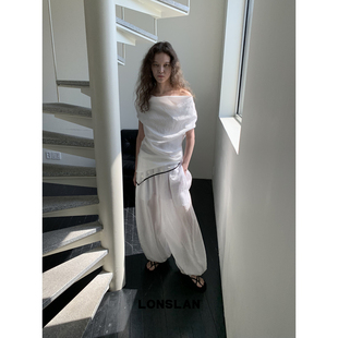套装 萝卜阔腿裤 空气感斜肩上衣 LONSLAN25SUMMER