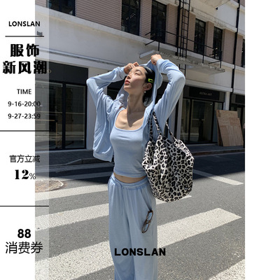 LONSLAN 25SUMMER  连帽外套+背心+阔腿裤三件套套装