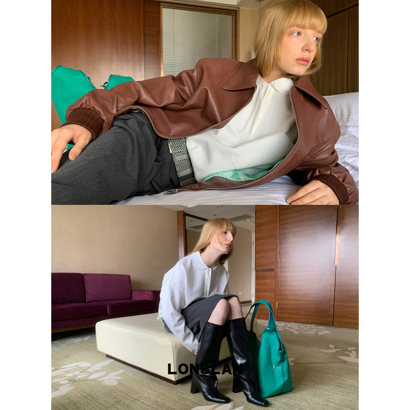 LONSLAN 2025秋季新款 polo领口袋卫衣