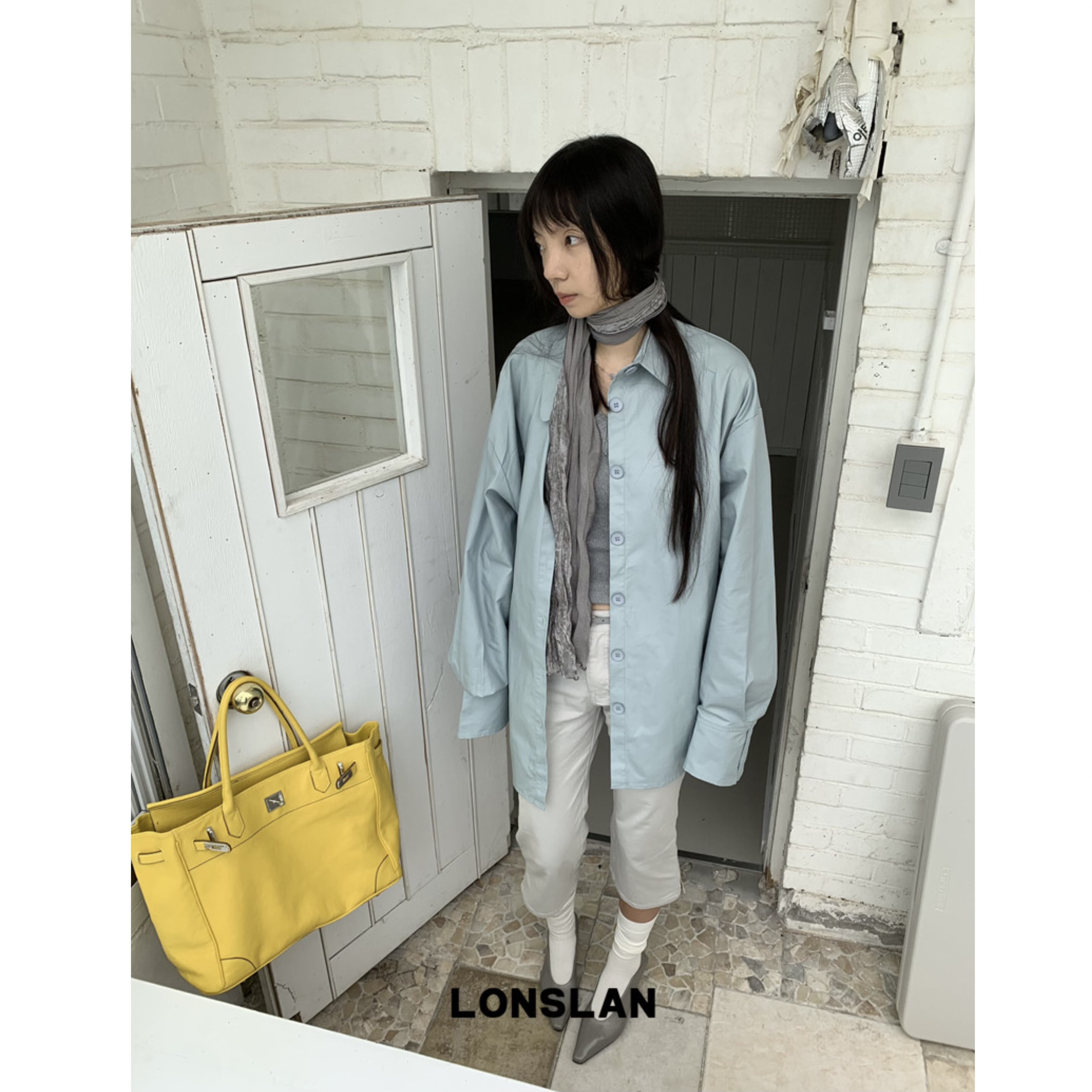 LONSLAN 26AW翻领洗水做旧衬衫风衣外套图片