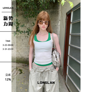 LONSLAN25SUMMER 假两件拼色背心