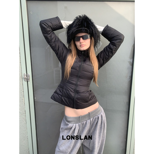 LONSLAN 24WINTER 11/10 20:00NEW 收腰立领简约内搭显瘦棉服