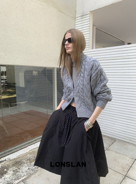LONSLAN 24WINTER 11/10 20:00NEW 立领麻花毛衣开衫