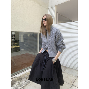 LONSLAN 24WINTER 11/10 20:00NEW 立领麻花毛衣开衫