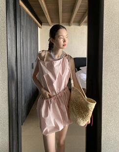 LONSLAN 2024夏季新款性感纯欲风两穿吊带连衣裙