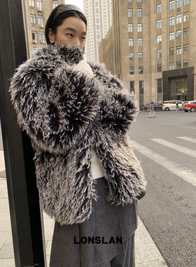 LONSLAN 25AW 12.8  00:00NEW 灰白杂色中长款毛毛外套