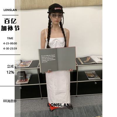 LONSLAN25SUMMER 简约干净细肩带直筒吊带叠穿连衣裙