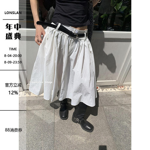 LOSLAN大摆伞百褶A字半身裙