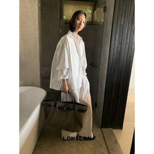 LONSLAN 2025秋季新款  衬衫+抽绳松紧裤套装