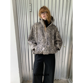 新款 LONSLAN 2025秋季 大件oversize豹纹加绒连帽卫衣外套