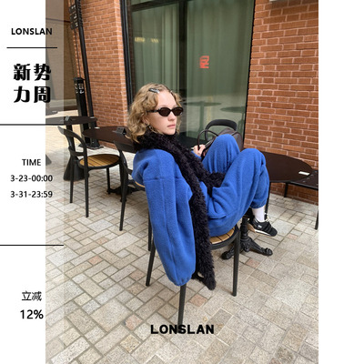 LONSLAN 24WINTER 12/9 20:00NEW摇粒绒圆领卫衣+收脚卫裤套装