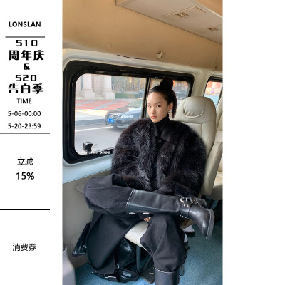 LONSLAN3色浪漫冬季毛毛外套