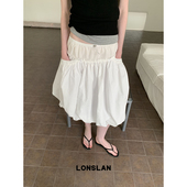 LONSLAN25SUMMER 抽绳双层腰头蓬蓬半裙