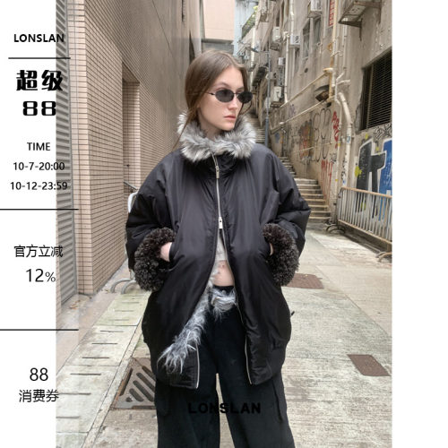 LONSLAN24WINTER 11/30 20:00NEW双面羊羔毛立领拉链机车外套