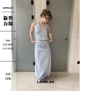 前插袋下摆抽绳半裙 针织挂脖绑带背心 LONSLAN 2026春夏新品