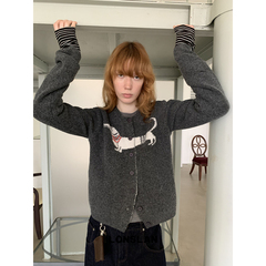 LONSLAN 2025秋季新款 腊肠狗针织开衫