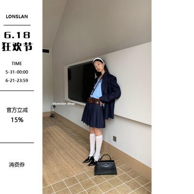 LONSLAN2022秋百褶短裙西装外套