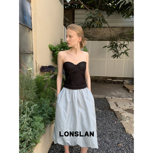 LONSLAN 2026春夏新品设计感牛仔显瘦抹胸背心辣妹内搭上衣